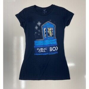 tinker bell doctor who TARDIS blue short sleeve graphic t shirt small Disney